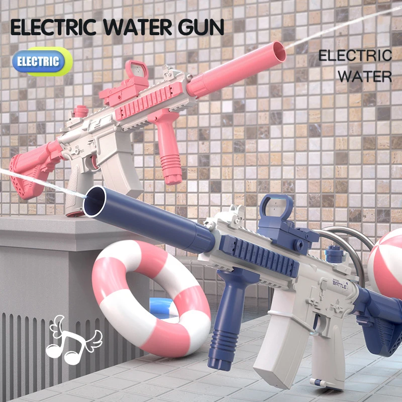 Lange Afstand Elektrische Waterpistool Pistool 10M Draagbare Kanonnen M416 Kinderen Zomer Strand Outdoor Gevecht Schieten Speelgoed Voor Jongens Kid Games