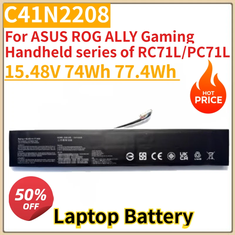New C41N2208 15.48V 74Wh 77.4Wh Laptop Battery For ASUS ROG ALLY Gaming Handheld series of RC71L/PC71L