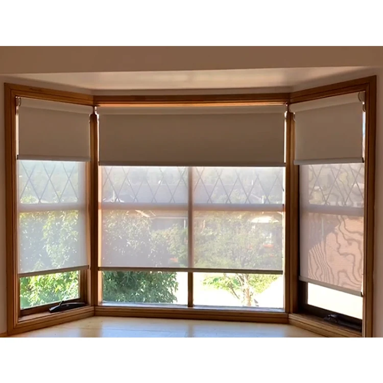 Motorized double layer curtain, electric window, double day and night roller blinds