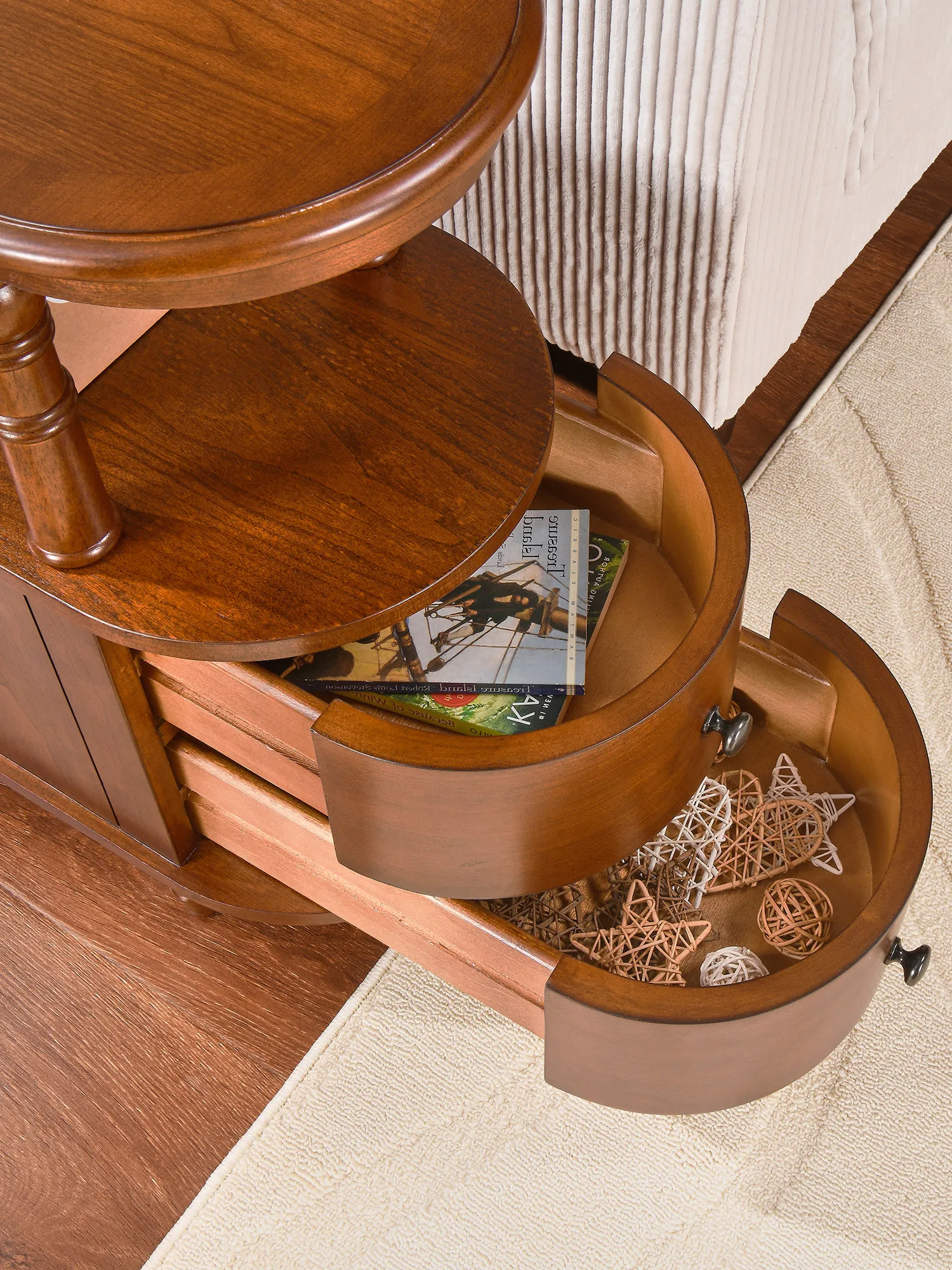 For Solid wood sofa edge few with wheels bedroom narrow bedside table living room home locker