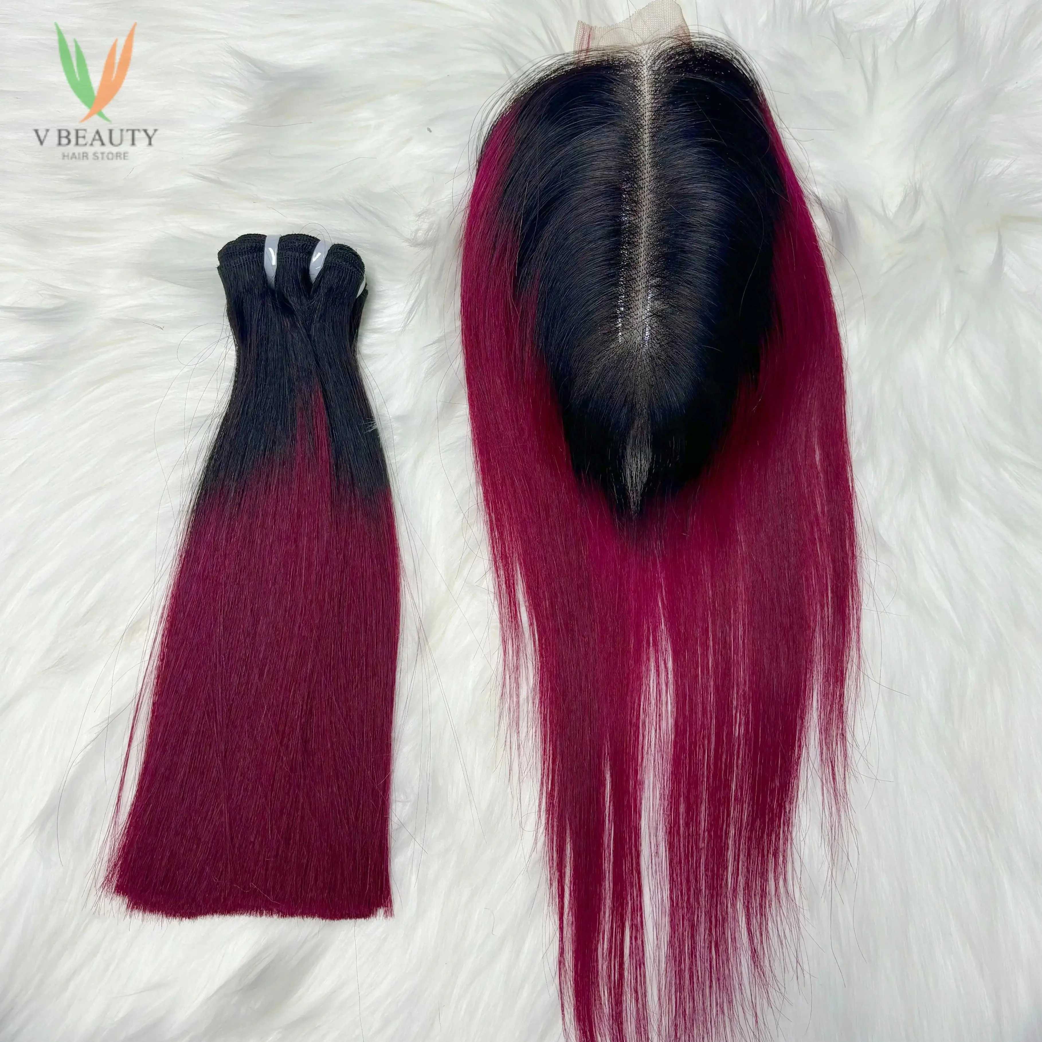 

8-дюймовые вьетнамские пучки человеческих волос с кружевной застежкой 2X6, двойной рисунок, цвет омбре, наращивание человеческих волос Remy