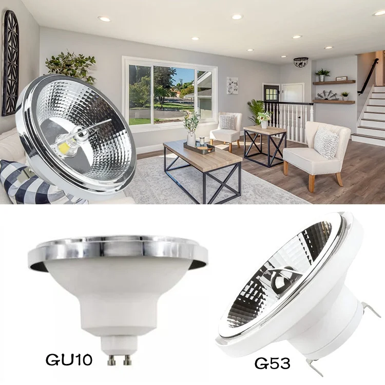 LED AR111 Lamp Dimmable 15W 220V 12V GU10 G53 Base Substitute Halogen Lamps LED Downlight ES111 Bulbs COB Spotlight Warm White