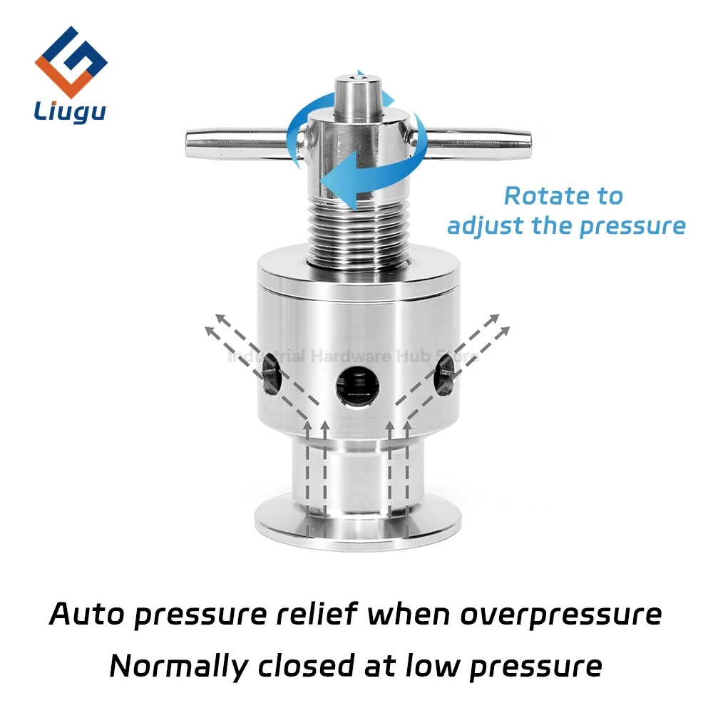 SS304 Sanitary Tri Clamp Spring Type Pressure Relief Safety Valve,1.5