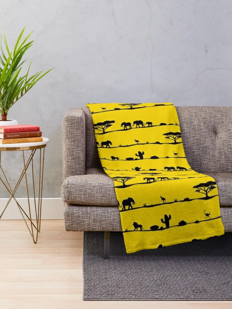 Savannah Stripes - Yellow Throw Blanket Baby Moving Thermals For Travel warm for winter Blankets