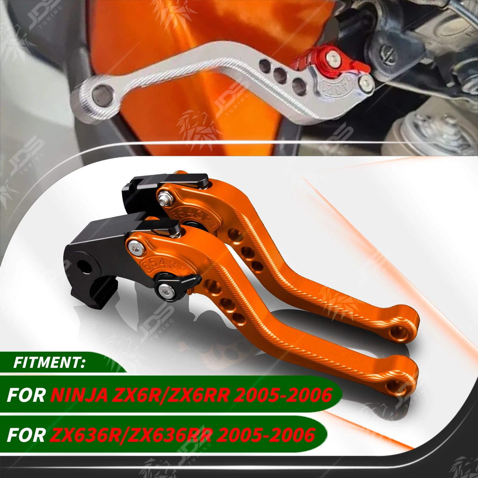 Для Kawasaki NINJA ZX6R/ZX6RR/ZX636R/ZX636RR 2005-2006 годов выпуска, спортивный комплект коротких регулируемых тормозных рычагов с трехпальцевой рукояткой.