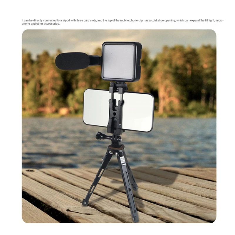 Universal Mobile Phone Stand Holder Clip Cold Hot Shoe Mount Tripod Adapter For Gopro- Smartphone Vlog