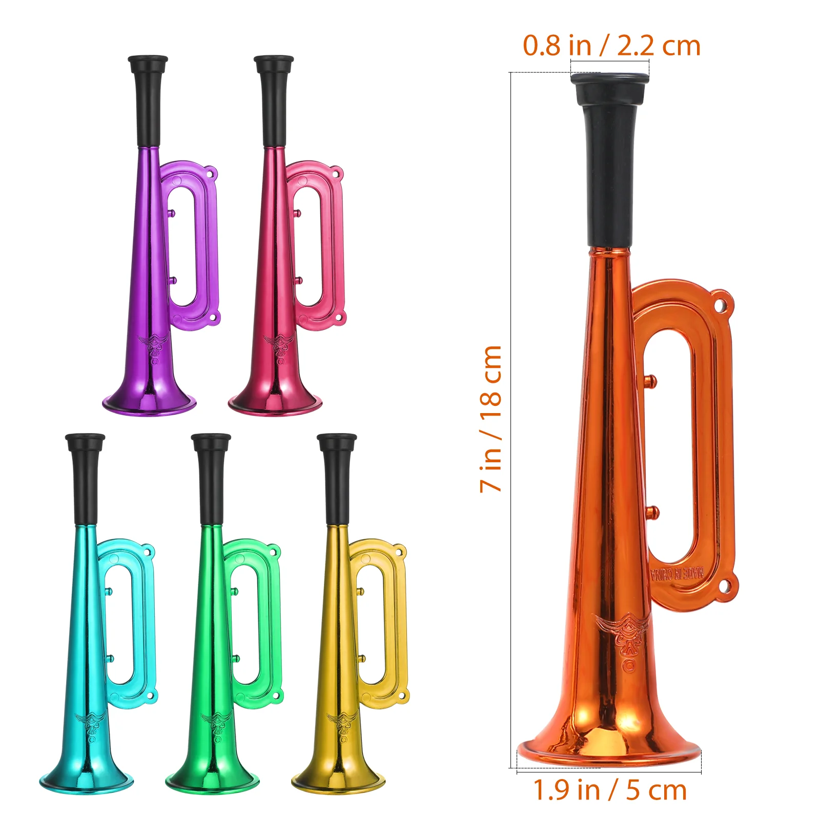 6 Pcs Children's Trumpet Colorful Party Horns Toy Music Playthings Plastic for Game Cheering Sports