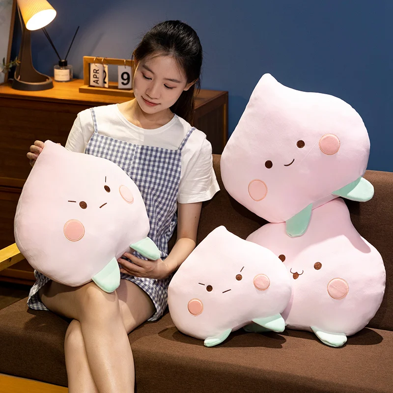 Oreiller en peluche de fruits de dessin animé doux et mignon pour la décoration intérieure, jouet Kawaii, expression de pêche, cadeaux d'anniversaire pour enfants, filles, 30 cm, 40 cm, 60cm