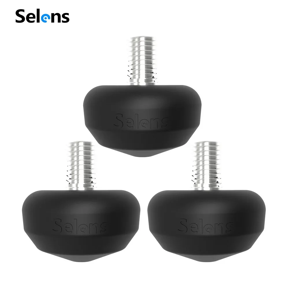 Selens 3-Pack 3/8 Screw Mushroom Tripod Feet Spikes Replacement Heavy Duty Rubber Feet Pad for Monopod Photography Accessory