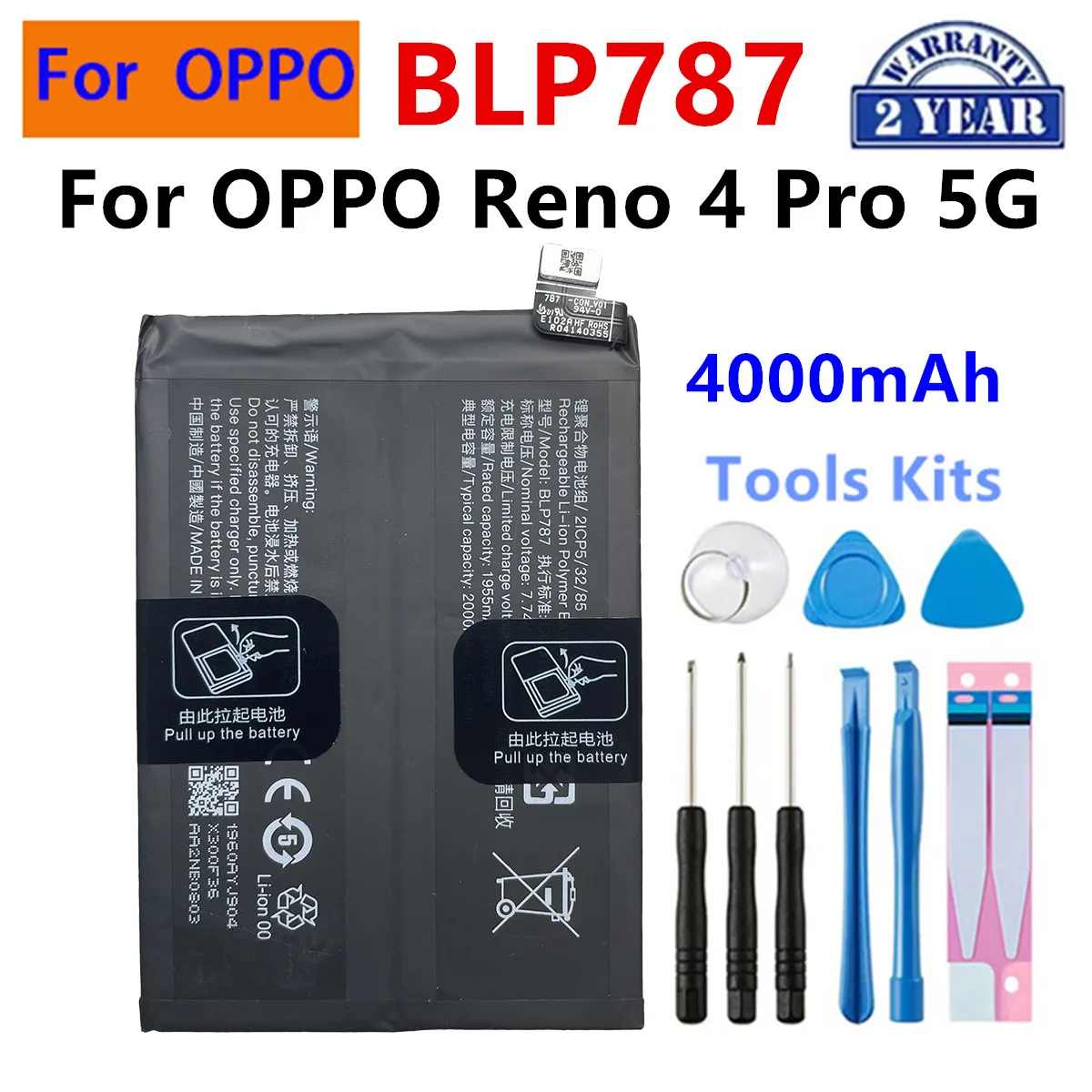 Brand New BLP787 4000mAh Battery For Oneplus OPPO Reno 4 Pro 5G Phone Batteries+Tools