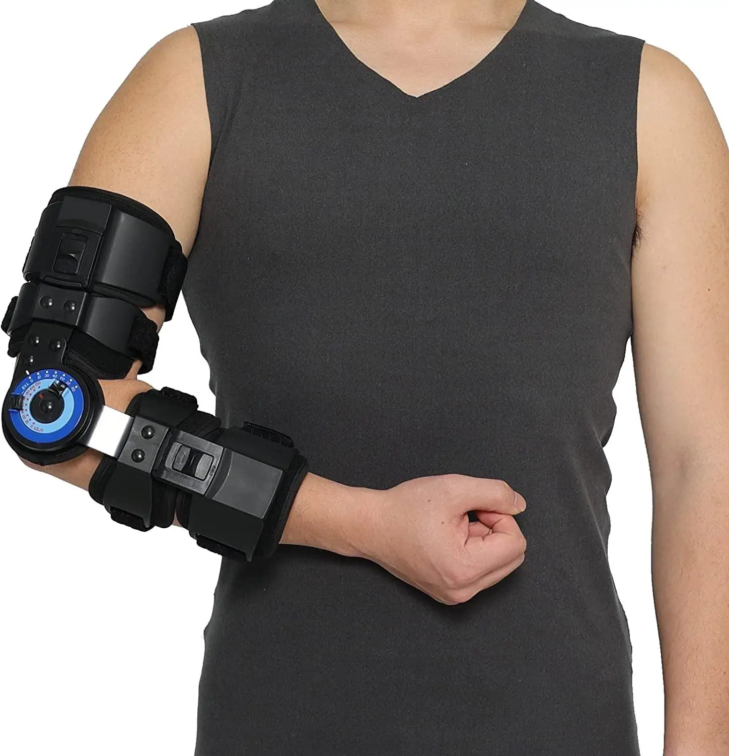 ROM Hinged Elbow Brace, Adjustable Post immobilization Splint for Arm Injury Recovery Fracture Device