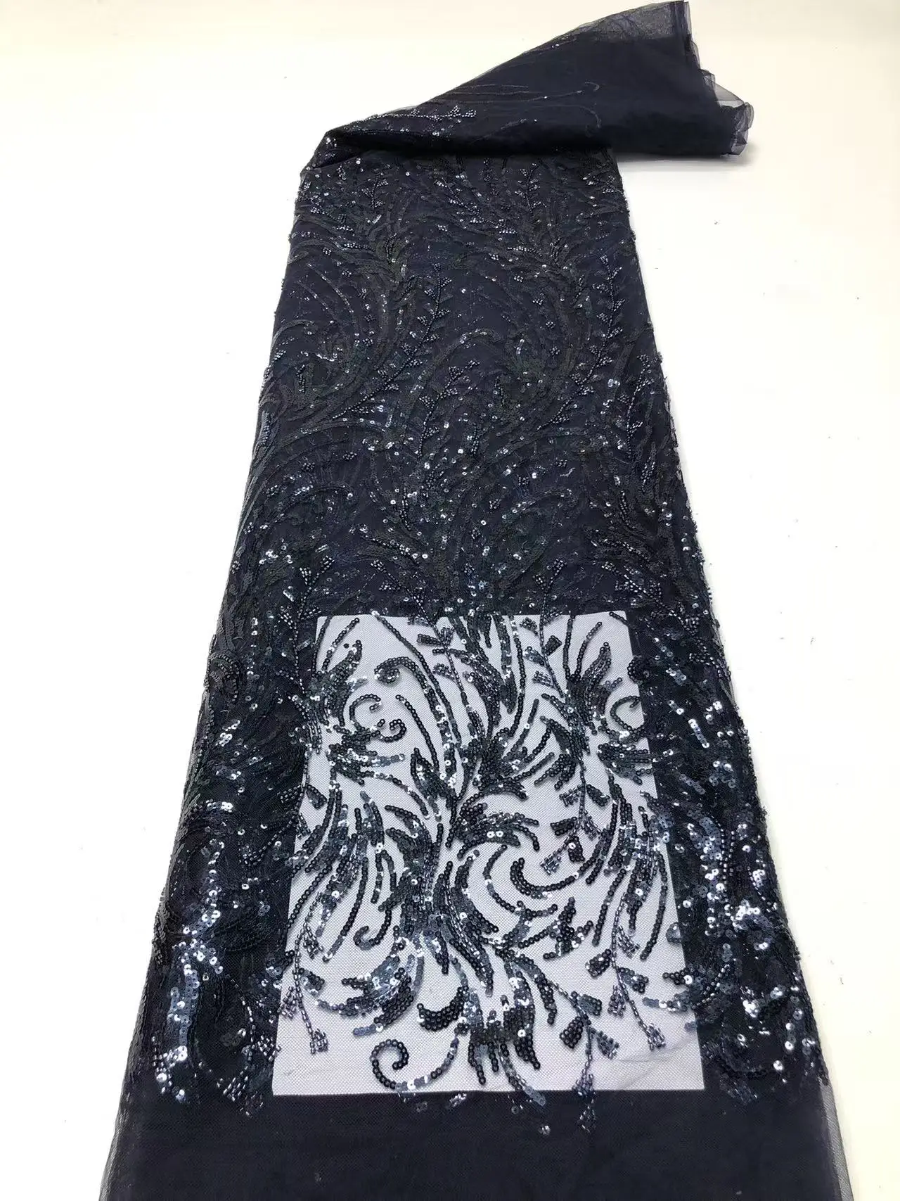 5Yards High quality Nigerian Sequins Lace Fabric For Wedding Dress 2026 African Mesh Lace Fabric French Tulle Net Lace Fabric