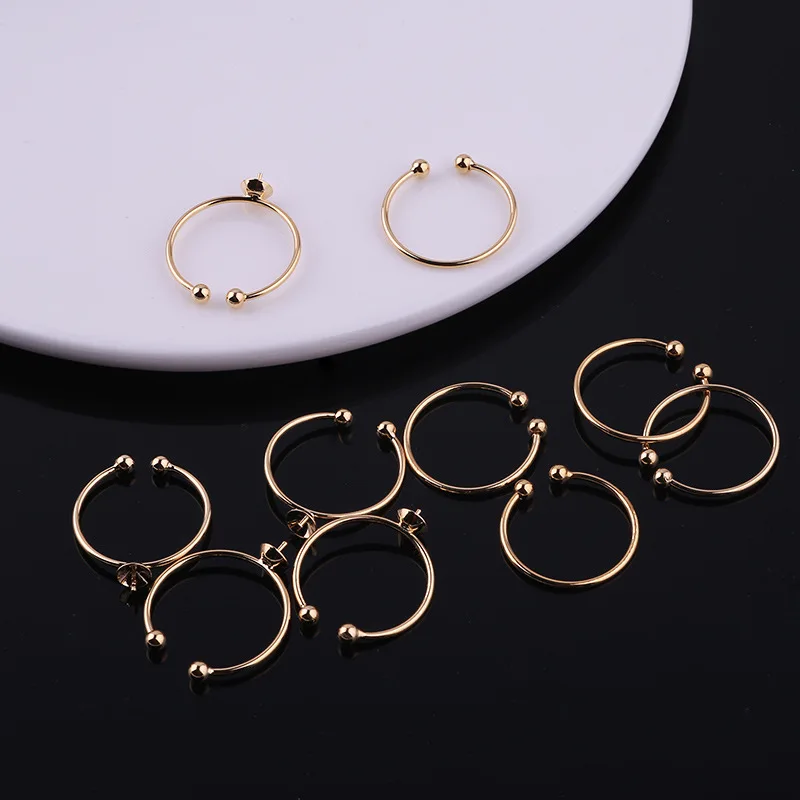 4 Đồng Mạ Vàng 18K Bằng Phẳng Có Thể Điều Chỉnh Vòng Tròn Miếng Lót Nhẫn Đế Ốp Viền Bát Kim Cài Đặt Cho Tự Làm Thủ Công nhẫn Làm