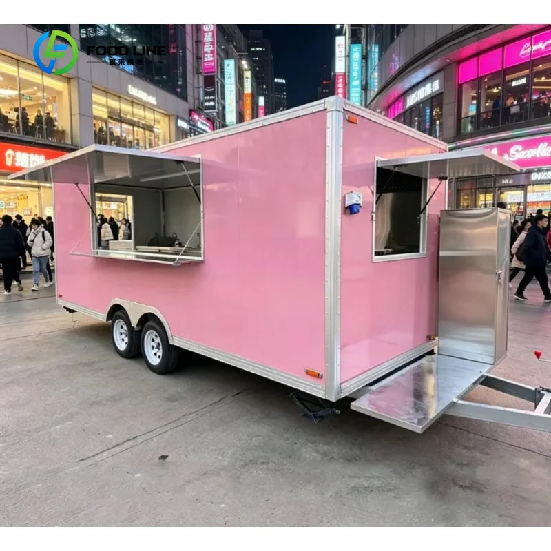 Customized Square Movable Food Truck with Hamburger Ice Cream Toast and Beverage Equipment for Personal Business