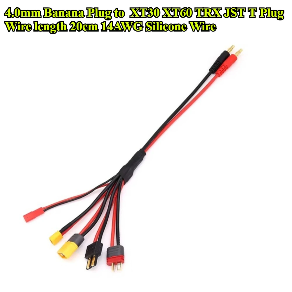 RC Charger Adapter Connector 5 In 1 Charger 4.0mm Banana XT60 XT30 TRX JST T Plug for RC Car Drone Imax B6 B6AC Battery Cable view 2