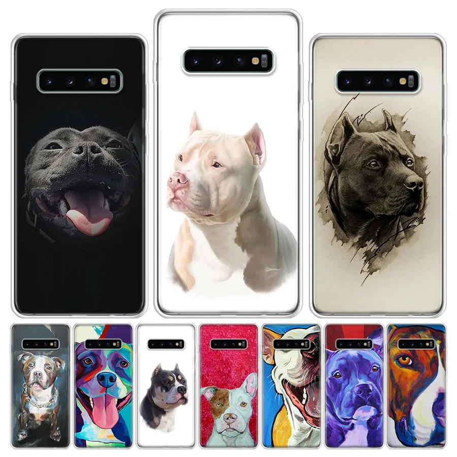 Pit Bull Lovely Pet Dog Pitbull Phone Case For Samsung Galaxy S24 S22 Ultra S21 Plus Capa S20 S23 FE S10 S9 S8 Plus Cover Shell