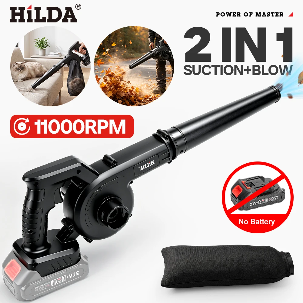 HILDA 21V Wireless Air Blower Vacuum 2-in-1 Wash Blow Dual Function Portable Electric Dust Blower Cleaner For Dust Removal