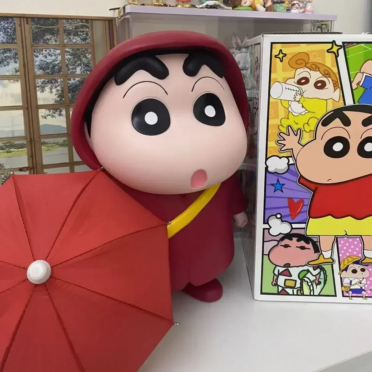 

40cm Crayon Shin-Chan Large Raincoat Figure Series Model Car Ornament Doll Collection Decoration Anime Limited Birthday Gifts