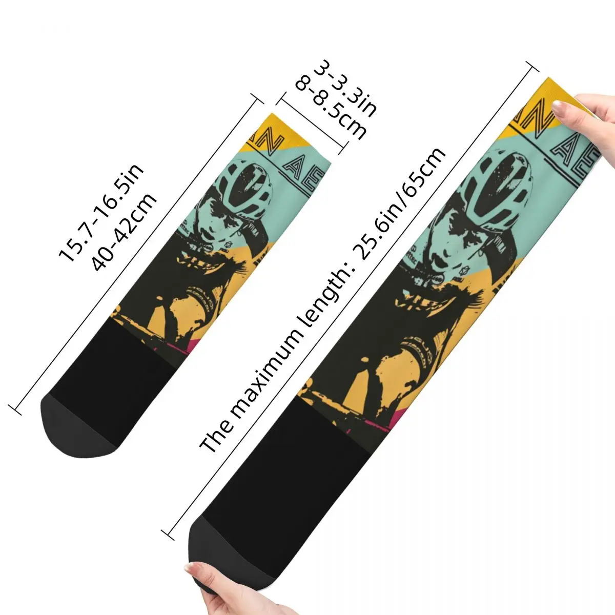 Casual Wout Van Aert Cycling Print Crew Socks Merchandise Spring Super Soft Crew Socks assorbimento del sudore