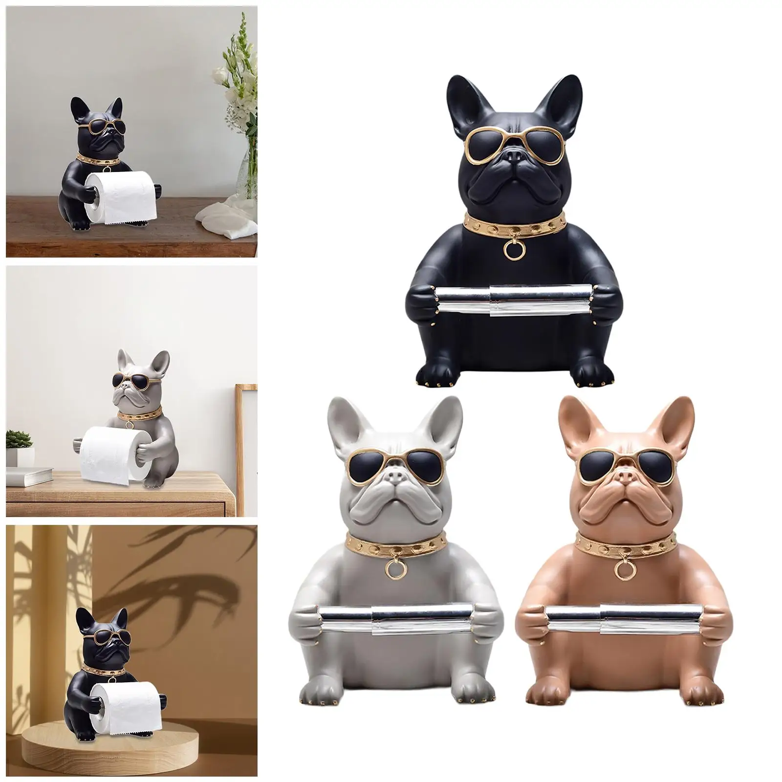 

Dog Sculpture European Style Storage Organization Resin Toilet Paper Holder for Home Tabletop Toilet Countertops Restaurant