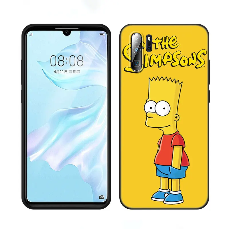 Hot Simpsons Boy Phone Case For Huawei P8 P9 P10 P20 P30 P40 Lite 2017 P50 P Smart Pro Z S 2018 2019 2020 2021 Soft Black Cover