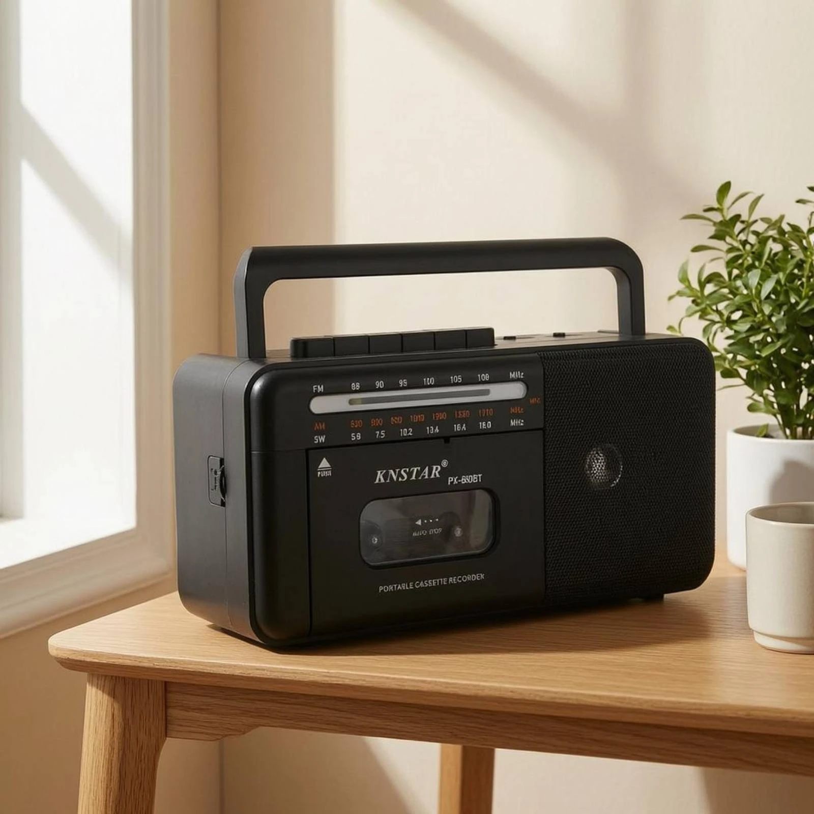 Radio Cassette Recorder Built-in Handle Portable Cassette Recorder Portable Personal Audio Player Style Player Tabletop 220V