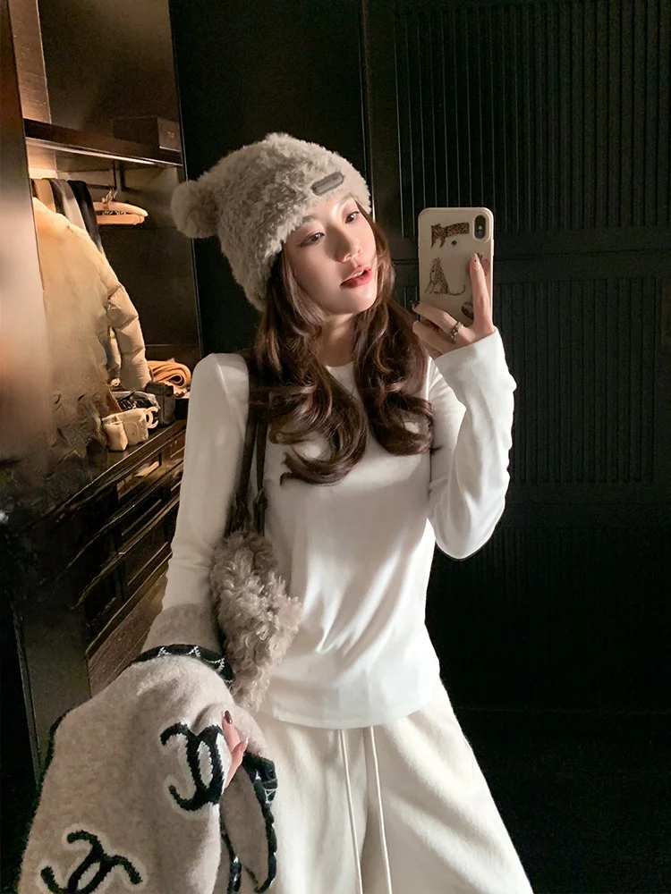 

Самонагревающийся облегающий тонкий топ Ba Fce Base irt Cheeseandkisses Ladies Commute Sle Вязаный длинный круглый топ Sve