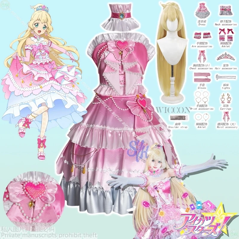 

Игра Aikatsu STARS! Shiratori Hime Косплей Костюм Аниме Розовый Прекрасный Kawaii Торт Платье Сердце Сладкая Лолита Jirai Kei Хэллоуин