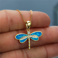 Fashion Dragonfly Pendant Necklace for Women Rhinestone Inlaid Zircon Shiny Exquisite Choker Necklace Party Jewelry Accessories