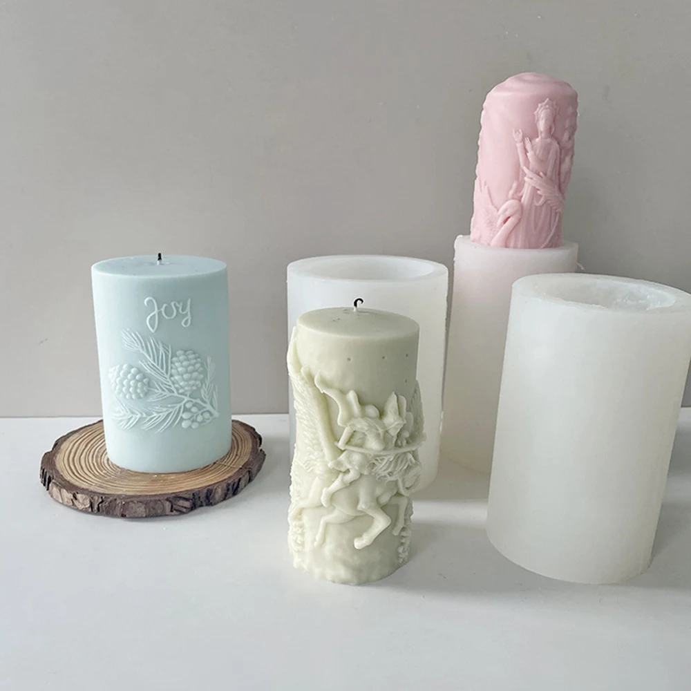 Geometric cylindrical candle mold DIY gypsum silicone mold INS wind Silicone Mold Scented Making Tools 3D DIY Handmade Fragrance