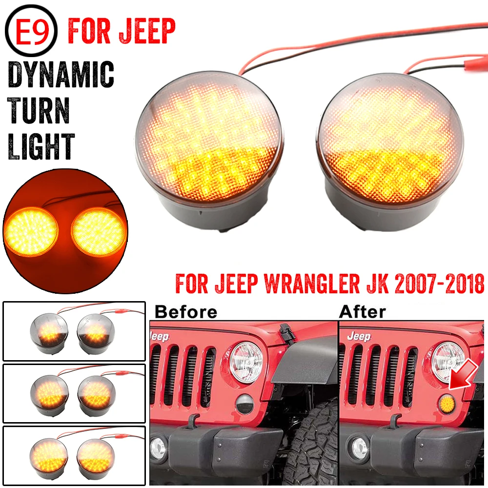 Plug & Play luce dello sterzo indicatore di direzione a LED indicatore di direzione laterale di parcheggio lampada Fender Smoke Lens per Jeep Wrangler JK