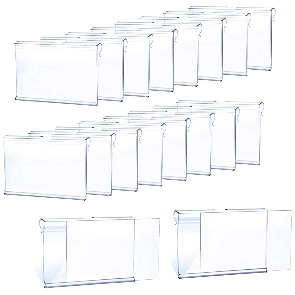 

50Pcs Clear Plastic Label Holder Price Tag Shelf Label Clip Removable Label Holder for Storage Bins Basket Labels