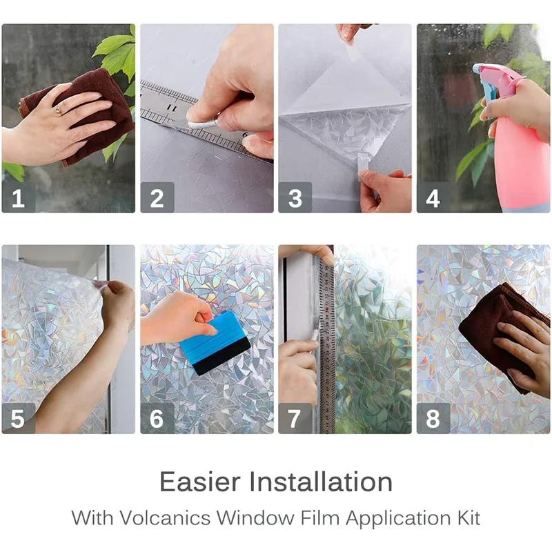 Window Privacy Film Static Window Clings Vinyl 3D Window Decals Window Stickers Rainbow Window Film for Control Anti UV