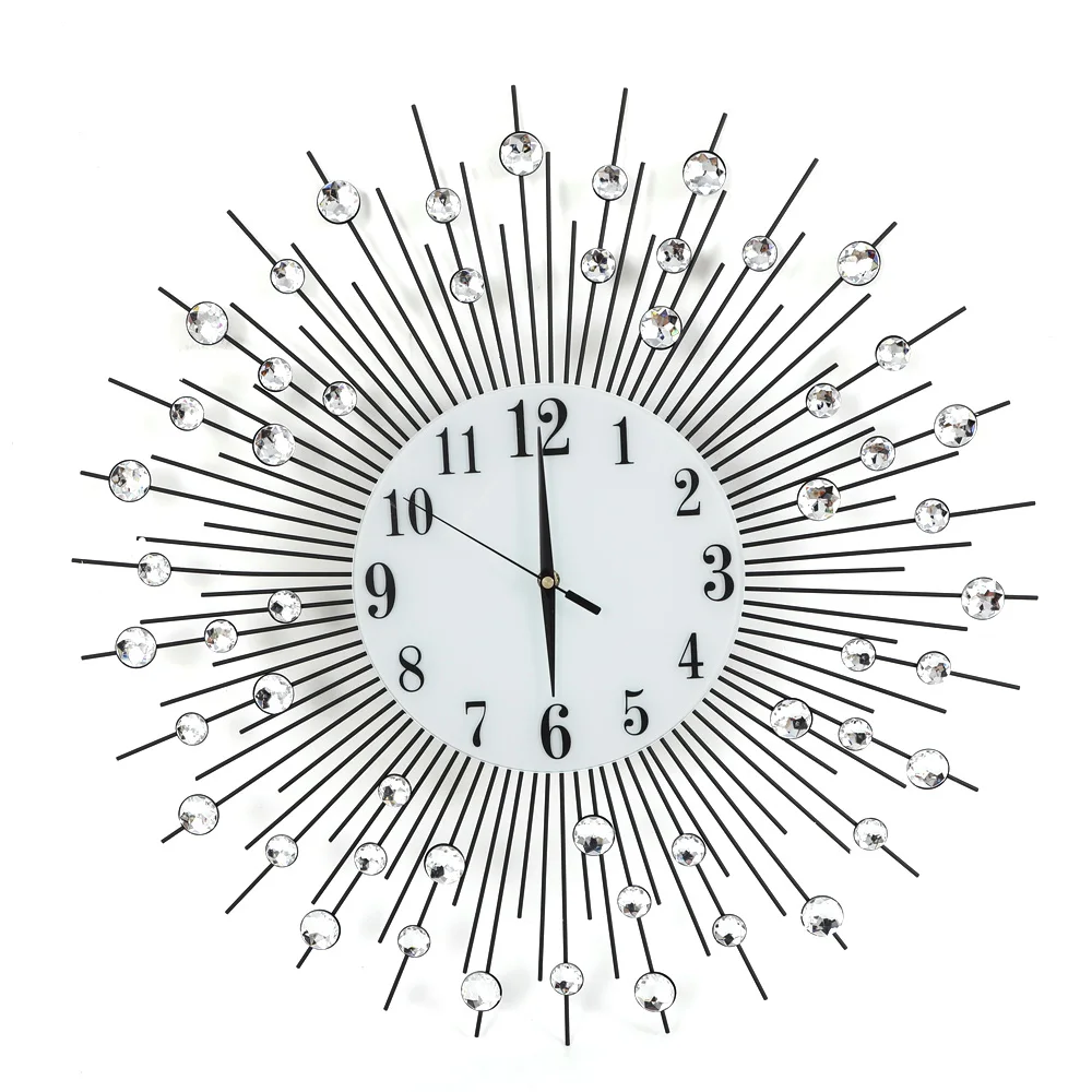 Vintage Metal Sunburst Round Wall Clock Large Morden Luxury Wall Clocks Design Home Art Decor Ornaments