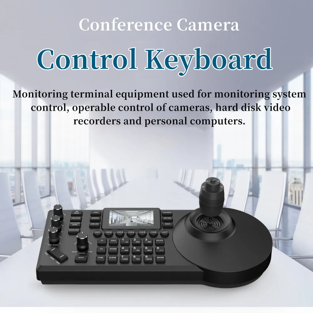 NDI 4D Joystick Keyboard 3-inch Color Screen Network Visca Pelco-D/P Protocol Rocker Console POE Camera Control Keyboard