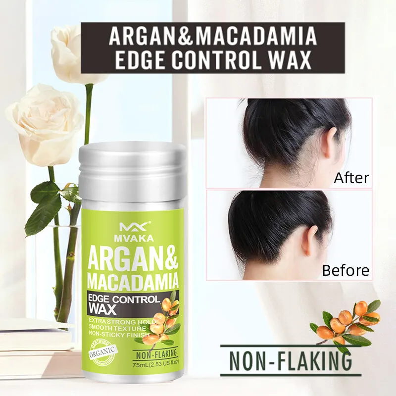 MVAKA Edge Control Wax Stick with Natural Argan Oil Smooths Frizz Adds Shine and Provides Long-Lasting Hold for All Hair Types