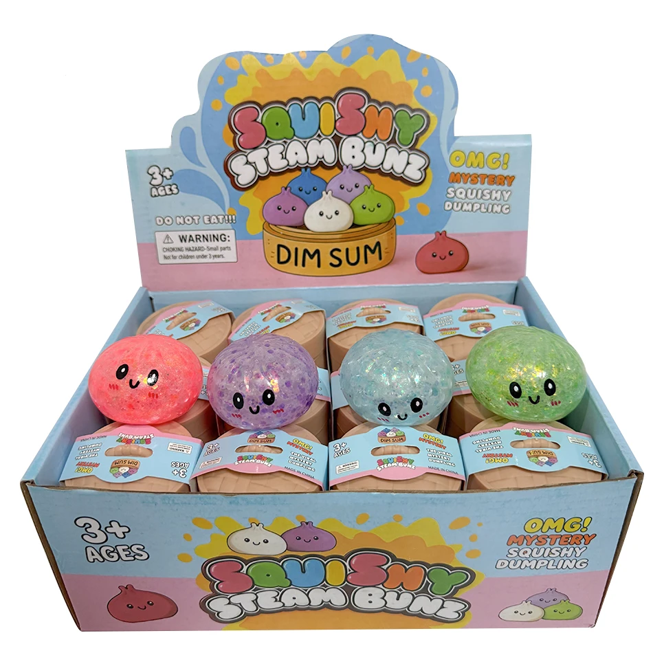 Buy 1 Large Glitter Dumpling Squishy Get Mini Free Filled Water Beads TPR Stress Relief ASMR Squeeze Toy Anti-Anxiety Fidget Toy