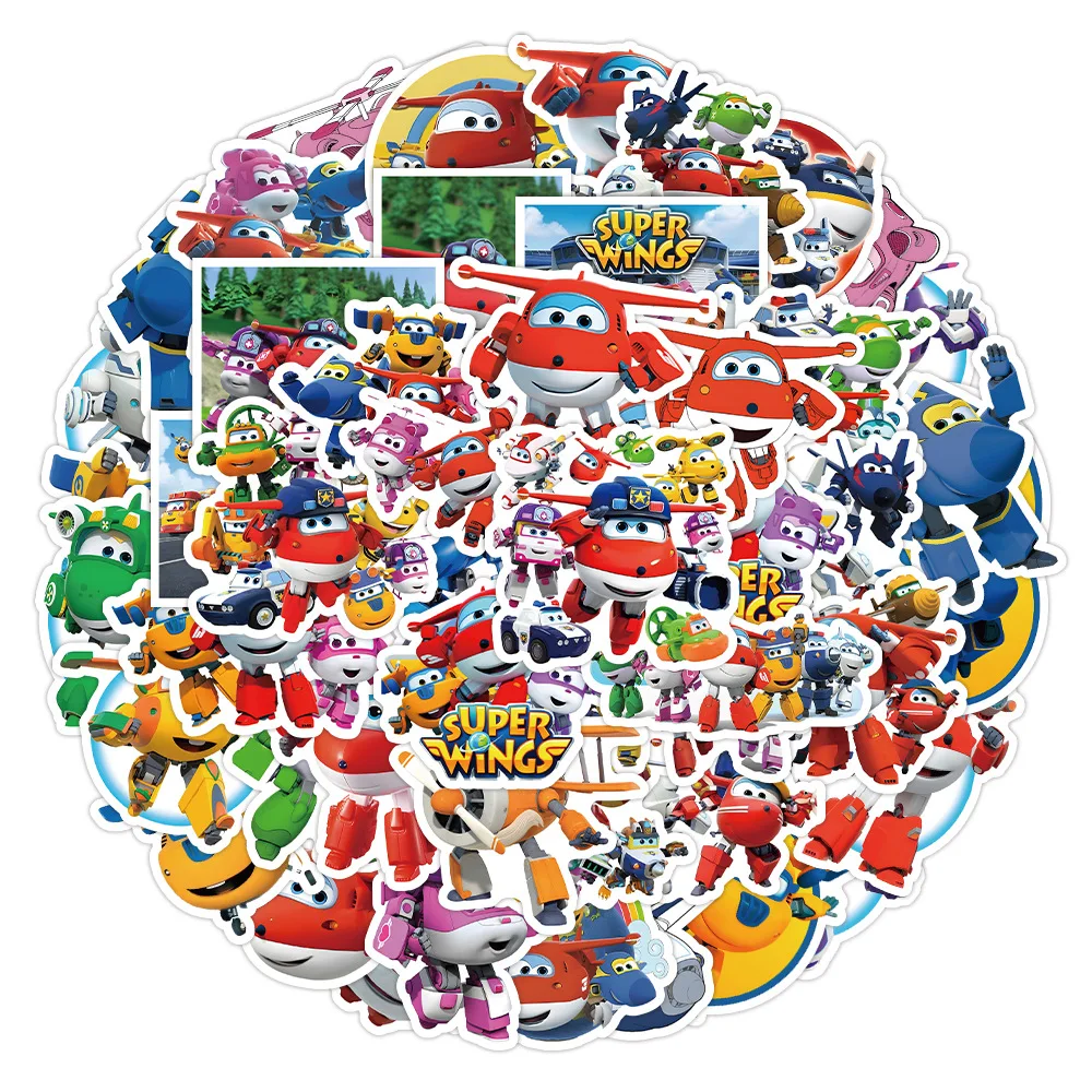 Cartoon Super Wings Stickers Skateboard Auto Laptop Telefoon Briefpapier Diy Sticker Waterdichte Graffiti Bagage Muur Raam Decoratie