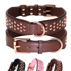 Studded Leather Dog Collar Durable Big Dog Pet Collars German Shepherd Large Collars Adjustable for Medium Large Dog Pitbull