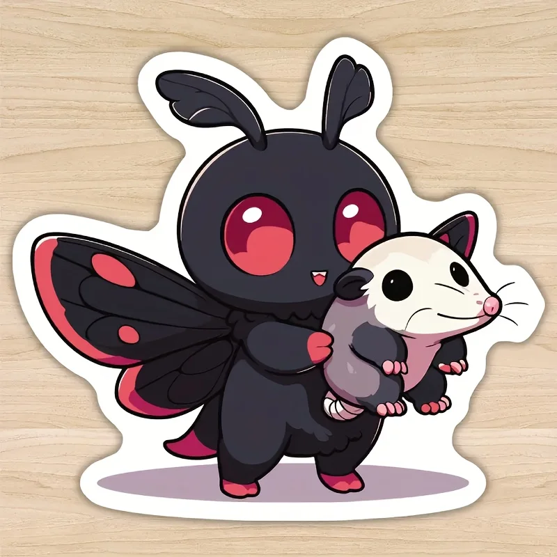 1 Mothman, Opossum Humor sticker for water bottle, laptop, refrigerator sticker
