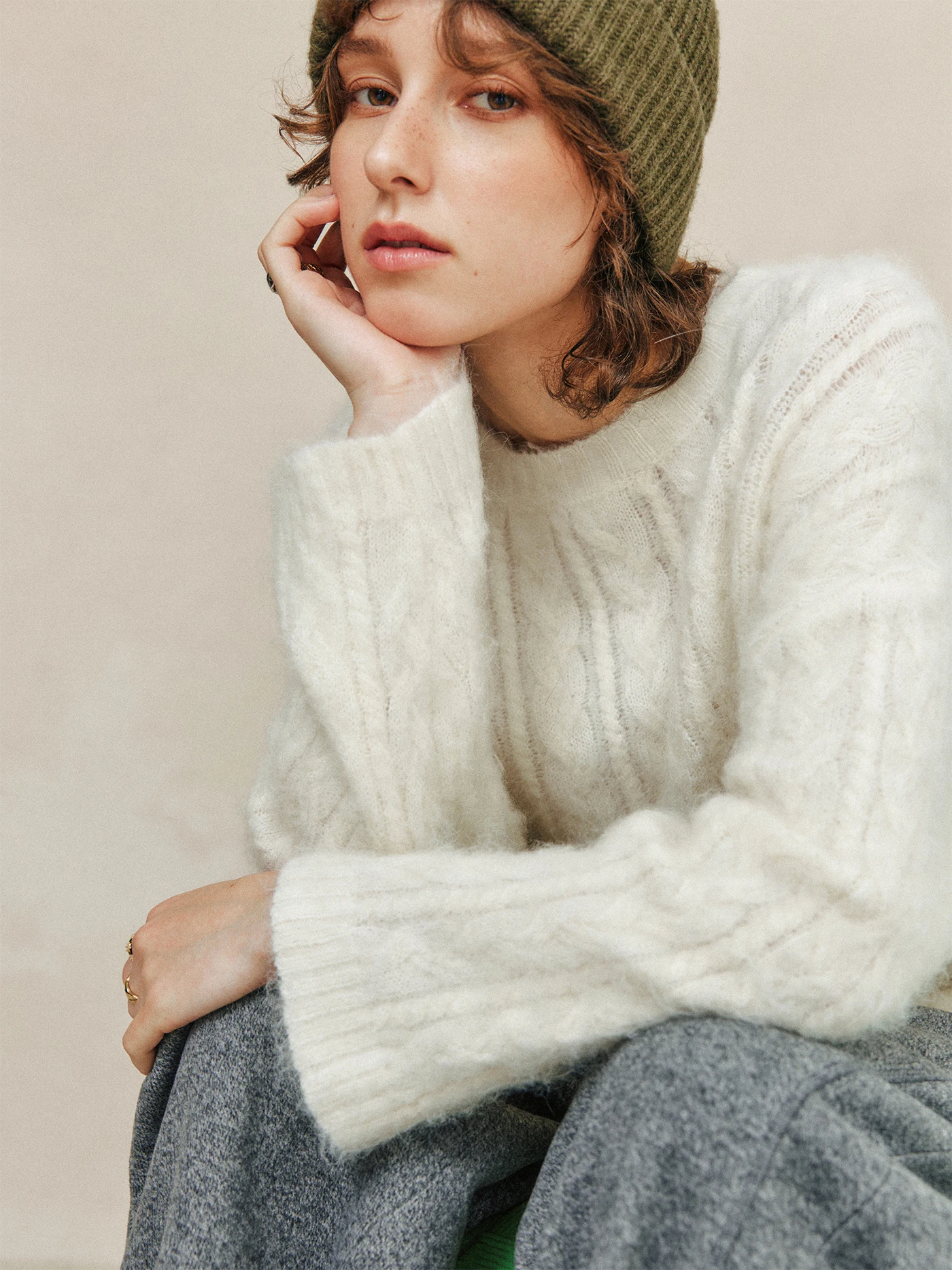 

Винтажный свитер из перуанской шерсти альпаки с вязкой «твист», свободный крой, удлиненный рукав, мягкий, теплый, для женщин, зимний, модный