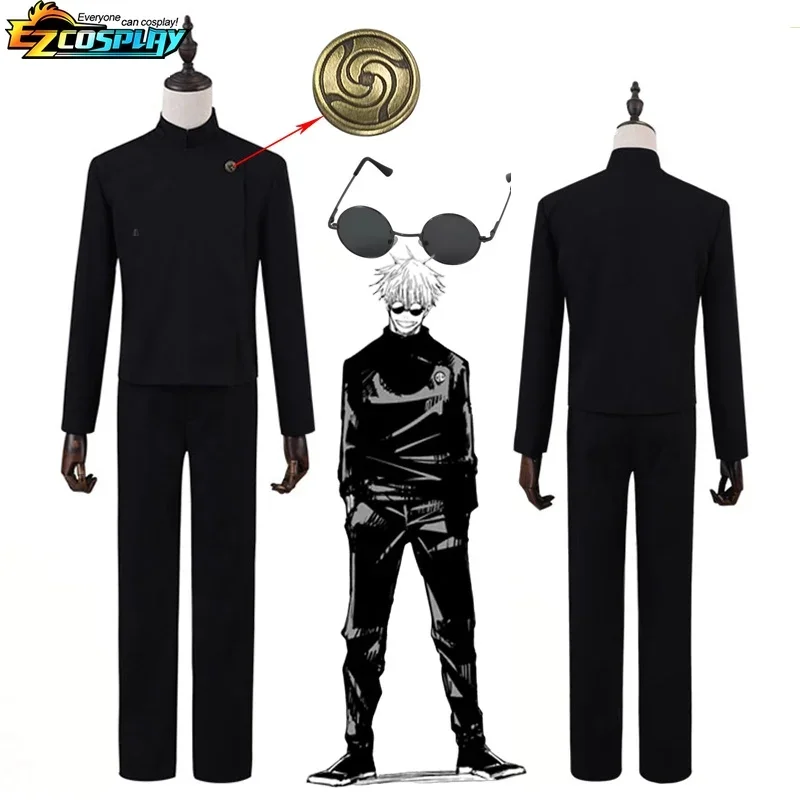 Anime Jujutsu Kaisen Geto Suguru Cosplay Costume Mens Black Shirt Pants Wig High School Halloween Uniform Full Set