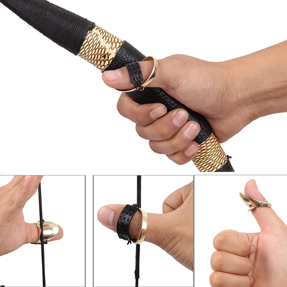 Archery Brass Thumb Ring Finger Bow Release Guard Protector Tool for Hunting Traditional Recurve Mongolian Bow and Arrow Accesso