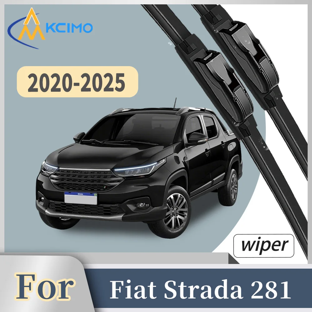 

Premium Rubber Front Windscreen Wiper Blades For Fiat Strada 281 2020-2025 Quiet Smooth Wiping Waterproof Windshield Kit 2Pcs