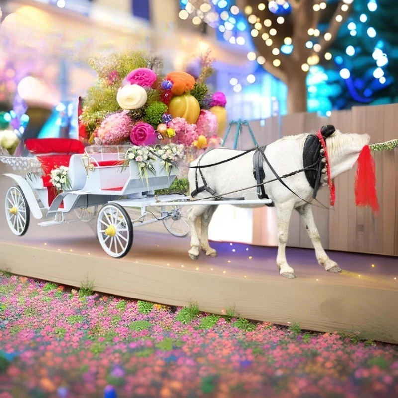 

European-style carriage New horse-drawn model Double-row seat scenic sightseeing Electric pumpkin carriage Retro