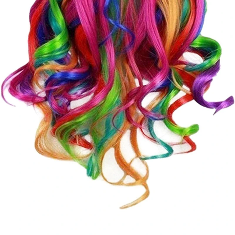 Peruca longa e encaracolada arco-íris para cosplay, cabelo ondulado para festa, cabelo anime, moda para senhora, 70cm