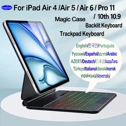 Étui magique pour iPad Air 4 4th 5 5th Air 11 6th 10th Isabel Pro 11, clavier portugais arabe hébreu espagnol AZERTY allemand