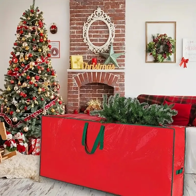 Bolsa grande de almacenamiento para árbol de Navidad con asas reforzadas duraderas y material impermeable con doble cremallera que protege el polvo y los insectos