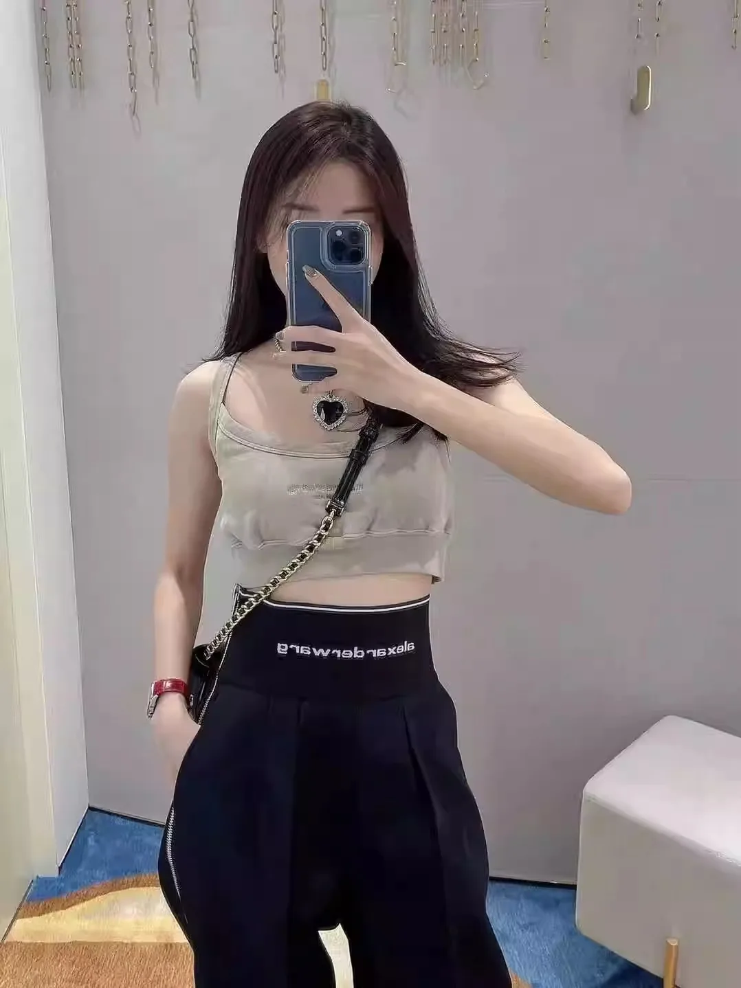 

High Waist Wide Leg Zipper Casual Pants Women's Loose Letter Weave Belt Straight Tube Long Trousers Autumn Winter New Arrival