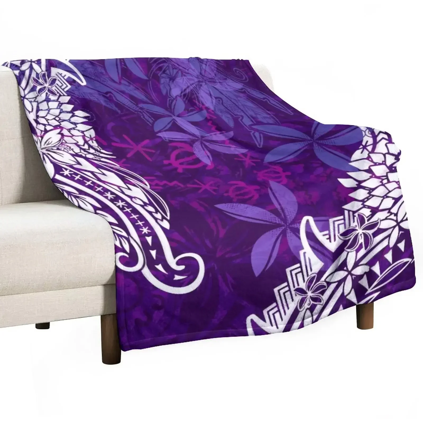 Polynesian Purple Rain Jungle Tribal Threads Throw Blanket valentine gift ideas Luxury Throw Decorative Throw Blankets